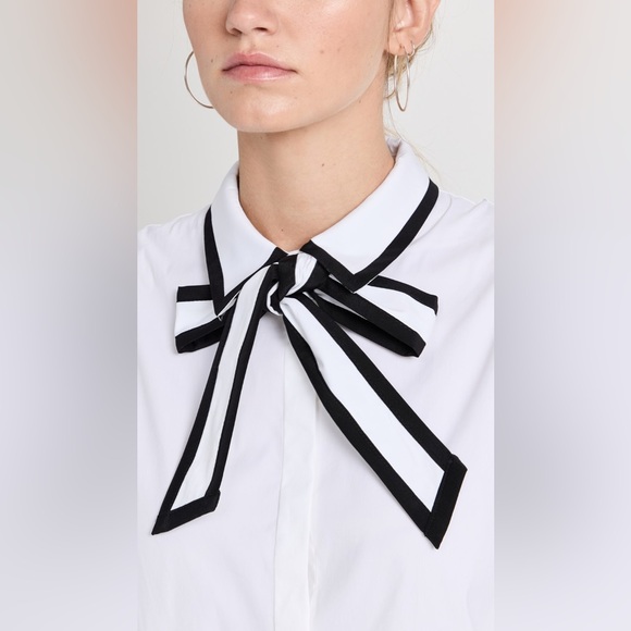 Alice + Olivia White Blouse with Black Accents Size XL/LG - Picture 8 of 13